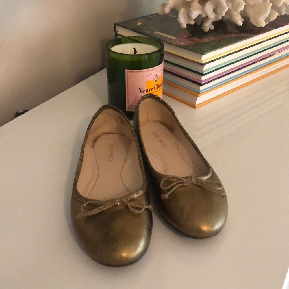 Nine West gold ballet flats